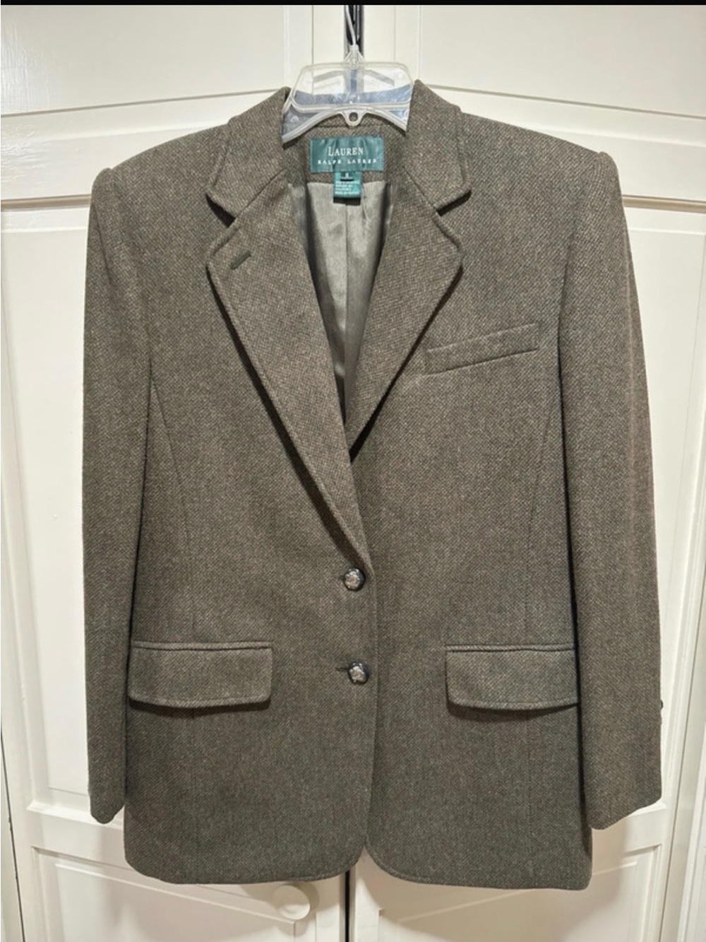 Ralph Lauren Olive Herringbone Wool-Blend Blazer